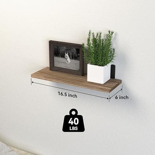 DOLLFIO Floating Shelves, 3 Sets Wall Shelves, Wooden Floating Shelves for Wall Décor, Wall Mounted Floating Bathroom Shelf for Storage, Floating Book Shelf for Bedroom, Living Room – Rustic Brown thumbnail 3