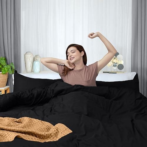 Utopia Bedding Duvet Cover Twin Size - 2 Piece with Zipper Closure - 1 Comforter Cover 68X90 Inches & 1 Pillow Sham 20X26 Inches (Black) Comforter Not Included thumbnail 7