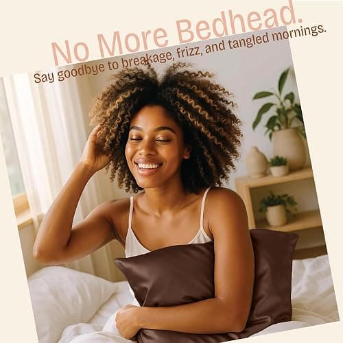 BLISSFORD Brown Satin Pillowcase with Zipper, for Hair and Skin Care, Feels Soft and Cool Like a Silk Pillowcase, Satin Pillow Cases 2 Pack, Slik Pillow Cover, Standard Size, Set of 2 thumbnail 3