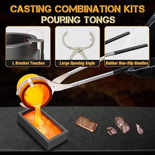 CANALHOUT 9KG/19.5lbs Propane Melting Furnace Kit with Two Tongs and Crucible, All New Kiln Metal Foundry Furnace Smelting Gold Silver Copper Aluminum, Metal Recycle Home Smelting Casting Tool thumbnail 3