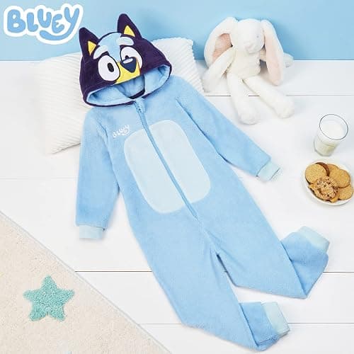 Bluey Fleece Jumpsuit for Boys Toddlers Hooded Romper Fleece Pajamas Boys Gifts thumbnail 2
