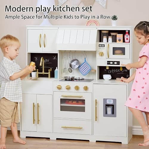 inFUNSAME Play Kitchen for Kids with Various Interactive Toddler Kitchen Play Features and 19 Pcs Pretend Wooden Kids Kitchen playset Accessories, Toy Kitchen Set for Boys and Girls Ages 3+ thumbnail 3