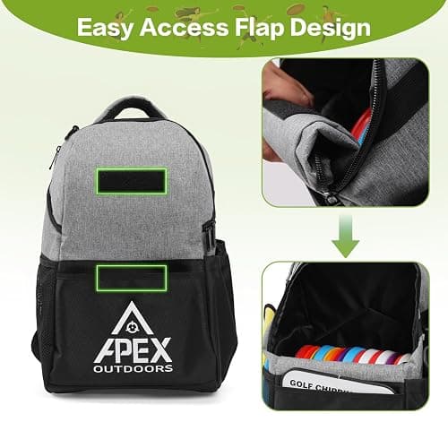 Apex Outdoors Lite Disc Golf Bag, Disc Golf Backpack Holds Over 18 Discs, with Foldable Support Panels & Accessories Pouch & Water Bottle Holder thumbnail 5