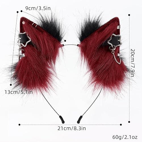MANYU ZONES Handmade Cat Ears Headband Adjustable Animal Furry Ear Animal Headband Wolf Ear Hairband for Cosplay Christmas thumbnail 6