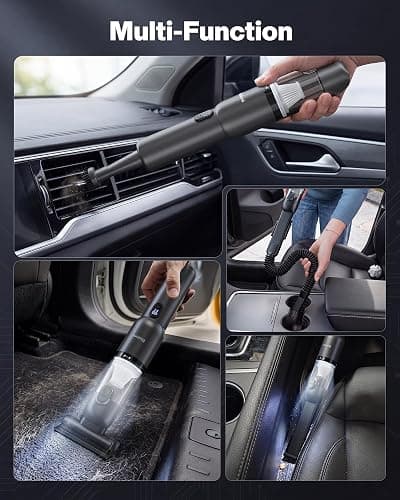 Car Vacuum 4-in-1 Small Handheld Vacuum w/ 20000Pa Suction, Cordless Hand Held Vacuum Rechargeable w/ Power Display, Portable Cordless Mini Car Vacuum with Led Light for Car Home Office Desk Keyboard thumbnail 6