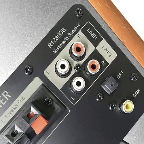 Edifier R1280DB Powered Bluetooth Bookshelf Speakers - Optical Input - Wireless Studio Monitors - 4 Inch Near Field Speaker - 42w RMS - Wood Grain thumbnail 5