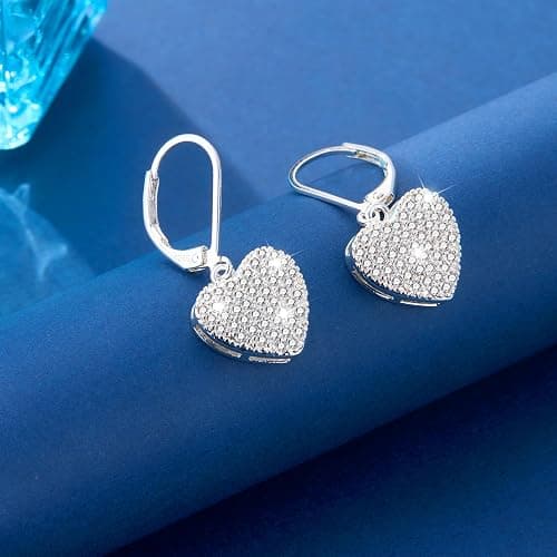 ALEXCRAFT 925 Sterling Silver Dangle Earrings, 14K Gold Plated Heart Waterdrop Earring for Women Trendy Hypoallergenic Leverback Earings Wedding Cubic Zirconia Dangle Earrings Jewelry for Women thumbnail 6