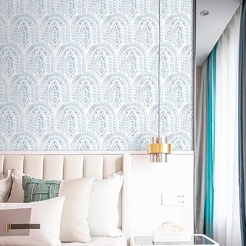 EeeComing Blue Peel and Stick Wallpaper Boho Wall Paper Peel and Stick Modern Contact Paper Self Adhesive Wallpaper for Bedroom and Bathroom Removable Cabinet Shelf Liner Vinyl 17.3”X393” thumbnail 5