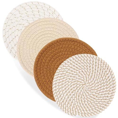 Billbotk 7" Trivets for Hot Dishes, Hot pots and Pans, 4 Heat Resistant Hot Pads, Pot Holders for Kitchen, Home Essentials for New Home and Farmhouse Decor, Fall Decorations for Home(Brown) - Image 1