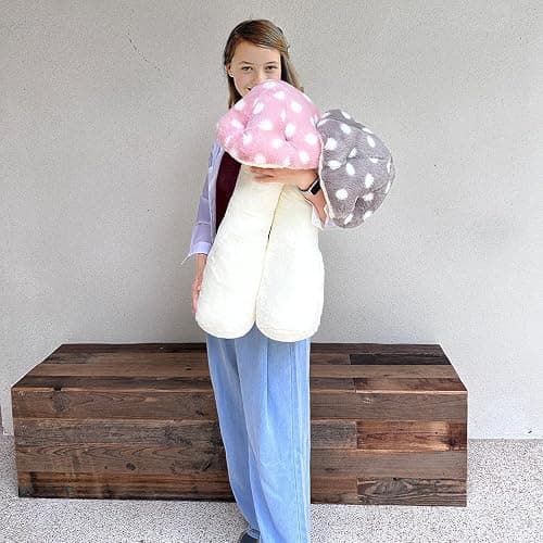 Hofun4U Mushroom Plush Pillow - 30 inch Mushroom Shaped Stuffed Long Pillow - Mushroom Stuffed Pillow - Christmas Birthday Sofa Home Decoration (Pink) - 30 inch - Pink thumbnail 2