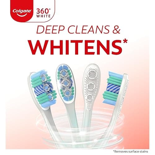 Colgate 360 Optic White Whitening Toothbrush, Adult Soft Toothbrush with Whitening Cups, Helps Whiten Teeth and Removes Odor Causing Bacteria, 4 Pack thumbnail 2