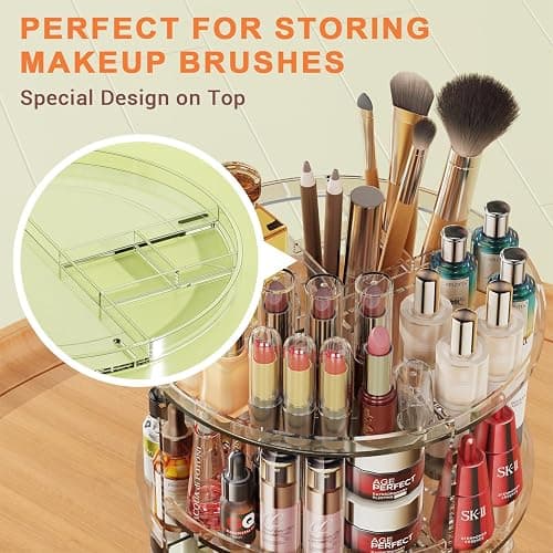 Auxmir Schminktisch Organizer mit 9 Einstellbaren Stufen, Make Up Organizer 360° Drehbar, Extra Größer Kosmetik Skincare Organize, Schmink Aufbewahrung für Schlafzimmer Badezimmer als Geschenk thumbnail 6