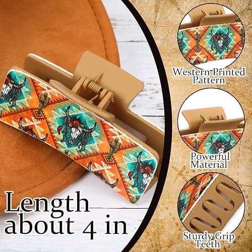 FineCheer Christmas Western Hair Claw Clips Western Gifts Bulk for Women Leather Highland Cow Print Hair Clips Accessories Christmas Party Gifts Stocking Stuffers thumbnail 6