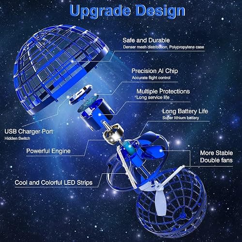 Ciniffo 2026 Upgraded Flying Orb Ball Toy with Dazzling Lights, Magic Hover Spinner, Cool Boomerang Hand Drone, Galaxy Ball Cosmic Globe, Indoor Outdoor Toys Gift for Kids 6 7 8 9 10+ Boys Girls thumbnail 4