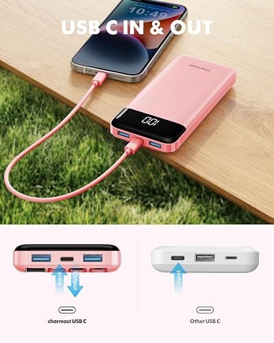 Charmast Portable Charger with Built in Cables, Power Bank with Cords Wires, Slim 10000mAh Travel Battery Pack 6 Outputs 3 Inputs 3A Fast Charging for Samsung Google Pixel LG Moto iPhone iPad thumbnail 8