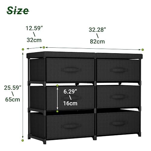 GcdPai Dresser with 6 Fabric Drawer Stand Desktop Sturdy Metal Plastic Support Tube Cube Storage Cabinet for Bedroom Organization Dorm Front Hall Entryway thumbnail 2