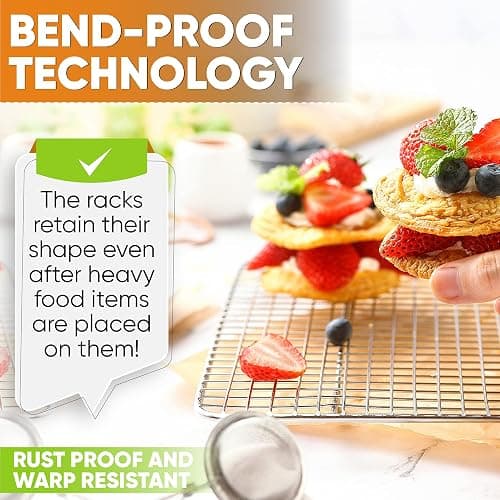 Spring Chef 10" x 15" Stainless Steel Cooling Racks for Baking - Oven Safe - Cookie Racks for Cooling Cookies - Fits Jelly Roll Pan - Perfect for Grilling, Roasting, Cooking, Drying - Set of 2 thumbnail 7