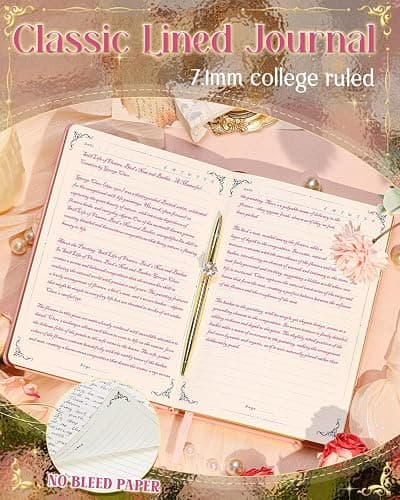 hi!SCI Thick Journal for Women & Girls, 360 Pages A5 Writing Journaling Notebook with Paintings, Women Journal for Writing, Vintage Journal with Gift Box & Pen for Girls Gift Ideas (Candy Pink) thumbnail 4