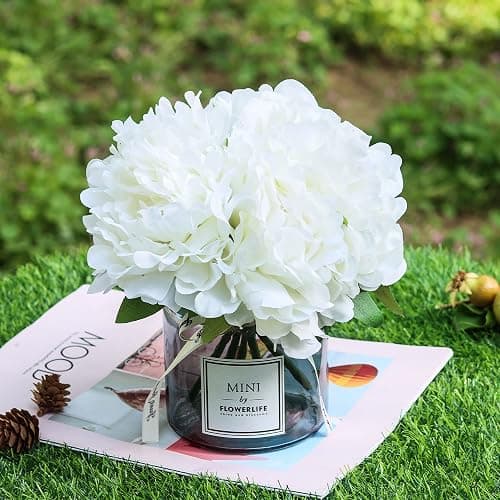MOOMASS Artificial Peony and Glass vase Decoration, Ins Style Artificial Flower Glass Bottle Set thumbnail 3