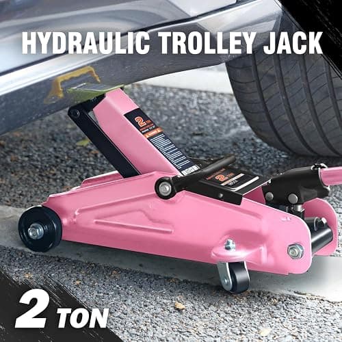 DNA MOTORING Low Profile Hydraulic Trolley Service/Floor Jack, 2 Ton (4000 lbs) Capacity, Lifting Range 5.1"-13", Pink, TOOLS-00474-PK thumbnail 2