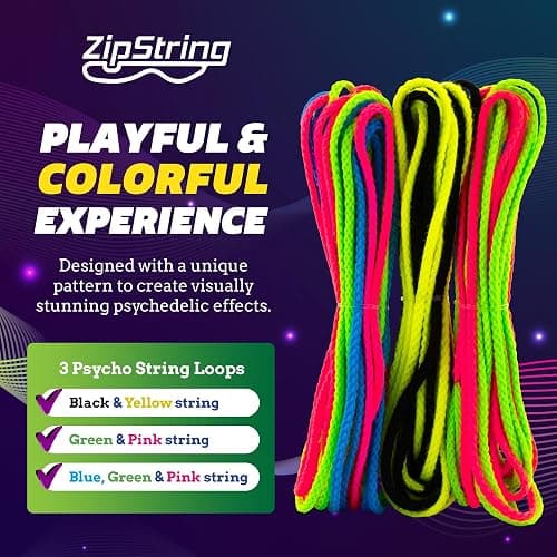 ZipString Psycho Strings, Pack of 3 - Luma Replacement Strings for Rope Launcher Toy - Glow in The Dark Fidget String for Kids & Adults - Shark Tank Featured Lasso Rope Loop String Replacement thumbnail 3