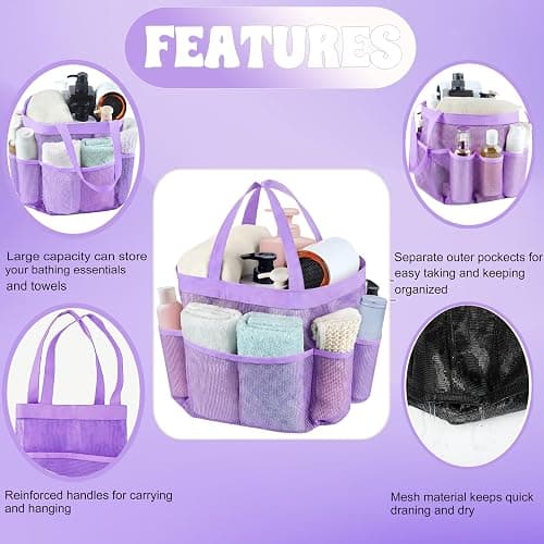 Attmu Mesh Shower Caddy Portable, Quick Dry Hanging Shower Tote Bag for College Dorm Room Essentials, Large Capacity Caddy Dorm for Bathroom Gym Swimming thumbnail 6