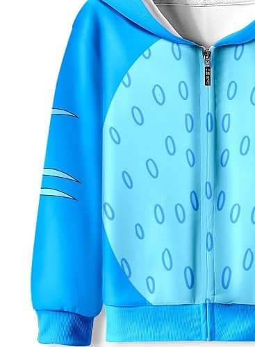 RUNAU Kids Blue Hoodie Girls Boys Halloween Outfit Zipper Sweatshirt thumbnail 7