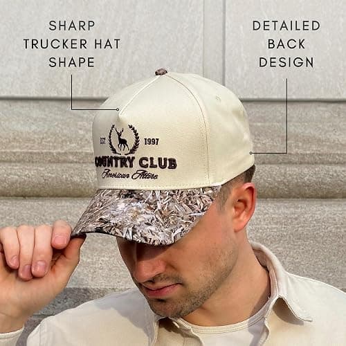 Vintage Western Trucker Hat | Men & Women | Country Cute Caps for Cowgirls Cowboys | Camo Denim Embroidered Cotton | Snapback thumbnail 5