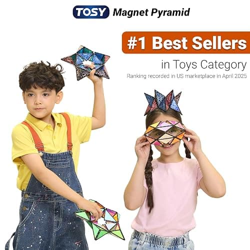 TOSY Magnet Pyramid Stone - 1 Cube Transforms into 1 Billion Shapes, 14 pcs (12 Puzzle pcs and 2 Spinners), 243 Rare Earth Magnets, Christmas Stocking Stuffers Gift for Kids, Creative Puzzle STEM Toy thumbnail 2