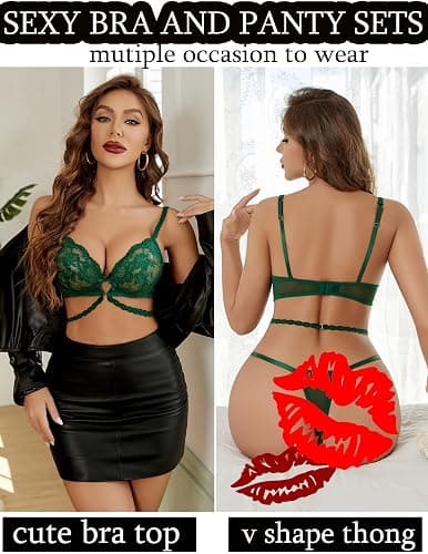 Avidlove Lingerie Sets for Women Sexy Lace Bra and Panty Set Lace Bra with Thong 2 Piece Lingerie Babydoll thumbnail 5