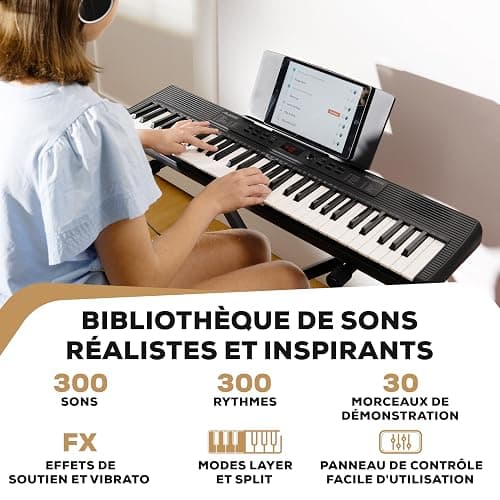 Alesis Melody 61 Piano Numérique 61 Touches pour Débutants avec Haut-Parleurs, Support, Banc, Casque, Pupitre, 300 Sons et des Leçons de Musique thumbnail 5