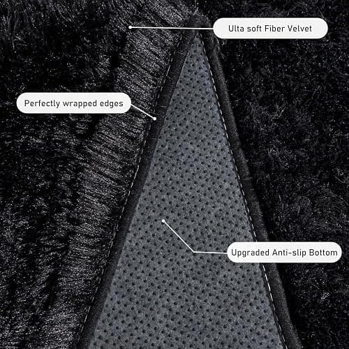 Quntue Black Rug for Bedroom, Soft Shaggy Modern Shag 4x6 Area Rugs for Living Room, Upgrade Non-Slip Plush Fluffy Carpet for Kids Boys Girls Room Dorm Home Decor Aesthetic thumbnail 5