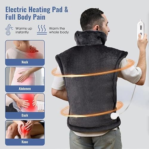 Tefici Heating Pad for Back Pain,Birthday Christmas Gifts for Mom Men,FSA Eligible Items Only List,24'' x33''Fast Heating, Electric Heat Pad, 2H Auto-Off,Neck and Shoulder Heat Pad,ETL Certified,Gray thumbnail 2