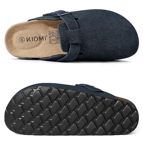 KIDMI Genuine Suede Clogs for Women Cork Footbed Sandals Leather Mules Potato Shoes with Arch Support thumbnail 3