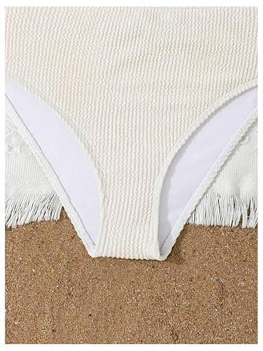 RoseSeek Girl's 2 Piece Starfish Swimsuits Metal Decor Cute Bikini Sets | Padded, Wireless, Textured, Spaghetti Strap, Bathing Suits, Beachwear, Beach, Summer, Vacation thumbnail 4