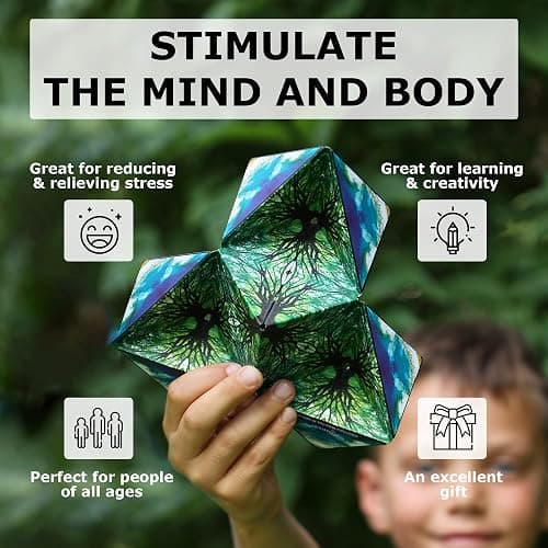 SHASHIBO Shape Shifting Box - Award-Winning Fidget Toy w/ 36 Rare Earth Magnets - Fidget Cube Transforms Into Over 70 Shapes, Sensory Toy Gift for Kids, Teens, and Adults (Blue Planet) thumbnail 3