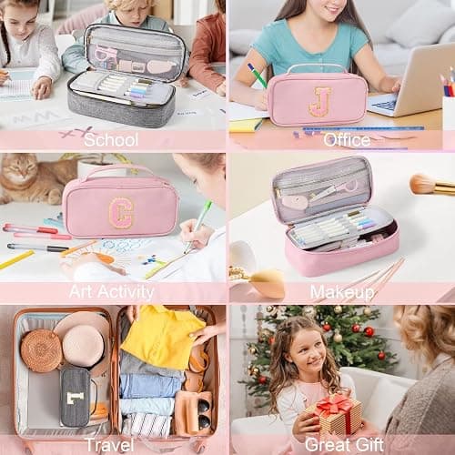 YOOLIFE Pencil Case for Girls, Cute Pencil Pouch Pen Case, Large Capacity Aesthetic School Supplies for Teen Girls, B (Pink) thumbnail 7