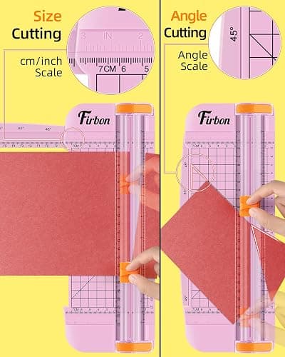 Firbon Pink A5 Paper Cutter, Straight Small Paper Trimmer with Side Ruler for Scrapbooking Craft, Paper, Coupon, Label, Cardstock thumbnail 5