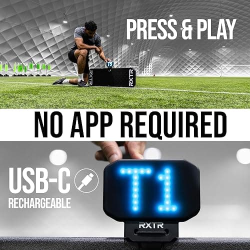 QuickPlay RXTR Pro Coach System - Smart Light & Football Rebounder | Reaction lights flash, Rebound board included, Real-time score tracking, Pre-loaded drills, USB-C rechargeable thumbnail 6