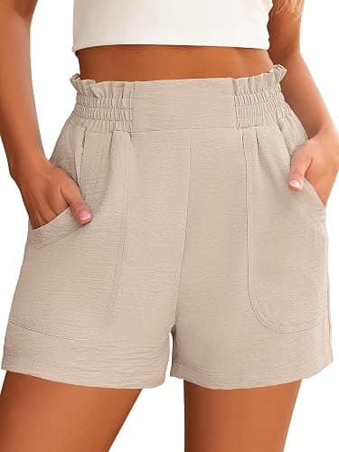 ANRABESS Shorts for Women Summer Casual Elastic High Waisted Wide Leg Cute Dressy Beach Shorts 2026 Vacation Beach Clothes - Image 1