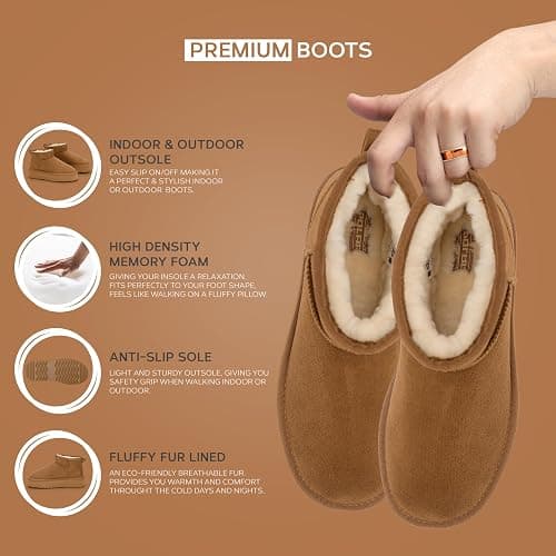 Polar Women s Platform Boots Slippers Faux Suede, Flexible Waterproof Anti Slip Rubber Sole With Memory Foam, Faux Fur-Lined Slip-On Slippers, Ladies Walking Shoes for Indoor & Outdoor thumbnail 6