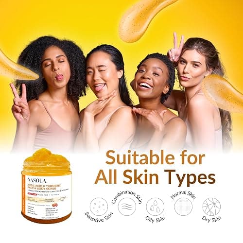 Nasola Kojic Acid Turmeric Face and Body Scrub - Moisturizing & Exfoliating Sugar Scrub with Shea Butter & Oils For All Skin Types - Removes Dead Skin for Hydrated Feel, Great Gifts For Women & Men thumbnail 7