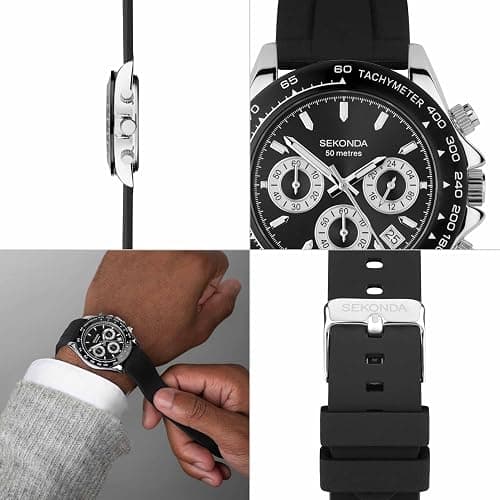 Sekonda Classic Circuit Men's 43mm Chronograph Watch with Analogue Date Display, and Stainless Steel Strap thumbnail 5