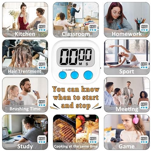 ZILLEEN Classroom Timers for Kids Classroom Magnetic Digital Kitchen Timers for Cooking Teachers Gym Game 6 Pcs thumbnail 6