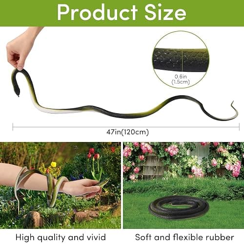 ANABIUP Fake Snake, Rubber Snake Prank with String and Clip, Realistic Rubber Snake Prank for Playing Jokes thumbnail 2