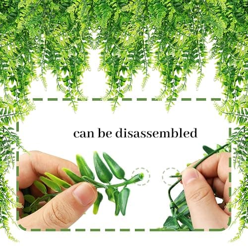 QUOZUO 2 Pack Reptile Plants Terrarium Hanging Plant Artificial Leaves Reptile Hide with Suction Cup, Reptile Tank Accessories for Bearded Dragon Lizard Snake Geckos Chameleon thumbnail 3