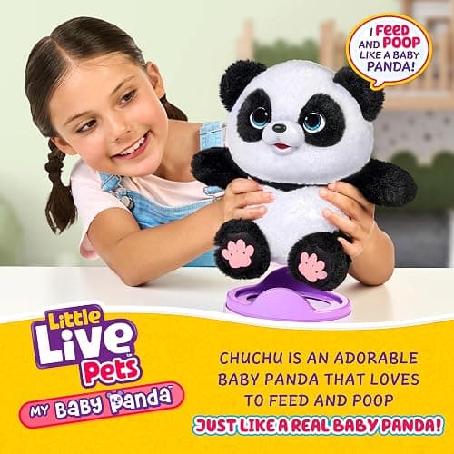 Little Live Pets My Baby Talking Panda ChuChu, Cuddly Panda Toy Plush with 50+ Sounds, Potty Dance, Kick, Feed, Kids Interactive Animal Toys Ages 4+ thumbnail 3