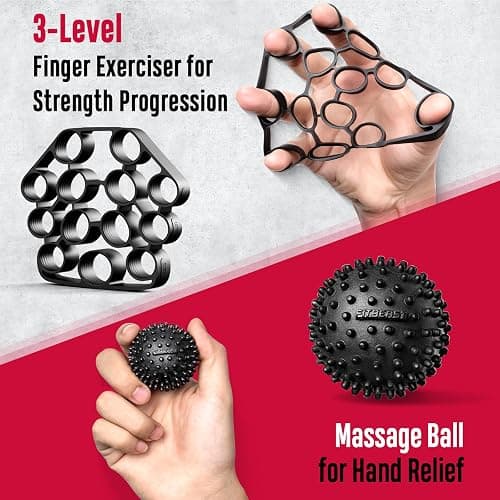 FitBeast Grip Strength Trainer, Hand Gripper Strengthener Kit - 6 Pack with Adjustable Resistance Forearm Strengthener, Forearm Exerciser and Massage Balls for Hand Therapy, Grip Training thumbnail 6