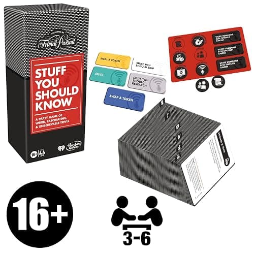 Hasbro Gaming Trivial Pursuit Game: Stuff You Should Know Edition, Trivia Questions Inspired by The Stuff You Should Know Podcast, Game for Ages 16 and Up thumbnail 2