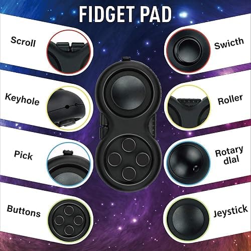 Yeefunjoy 2 PCS Fidget Toy Set, Fidget Pad, Fidget Toy Cube Sensory Toy Relieves Stress and Anxiety Toys Finger Toy Office Classroom Toy Gift for ADD, ADHD, Autism, Adults, Kids (Black) thumbnail 3